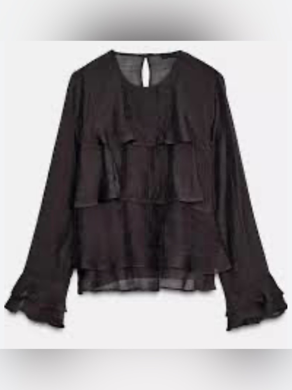 ZARA Tiered Ruffled Poet Blouse Brown Small